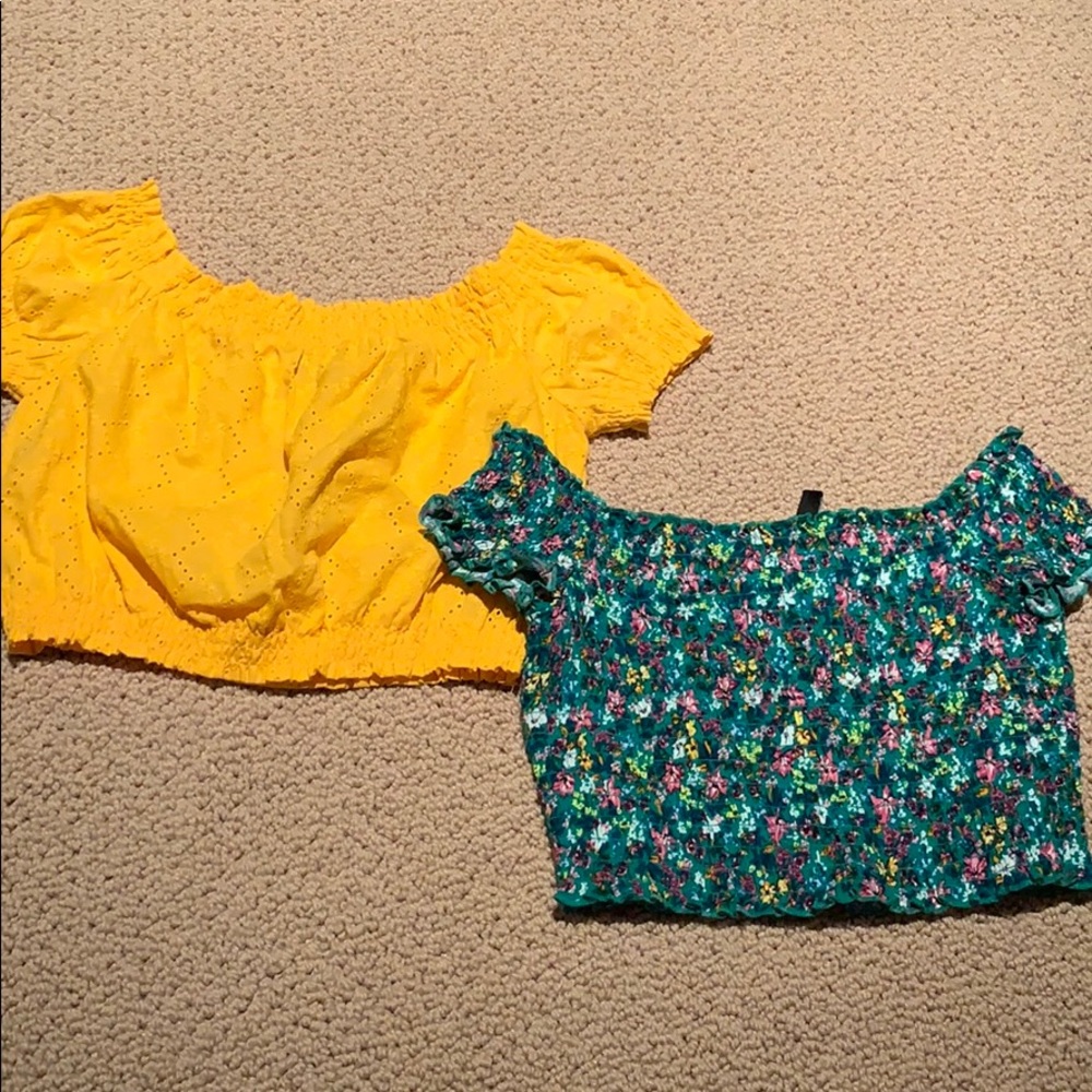2 cropped off-the-shoulder tops